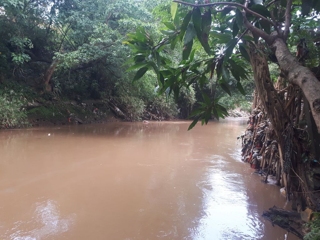 Kondisi Sungai Ciliwung di Cawang, Kramatjati, Jakarta Timur, Selasa (29/11/2022).