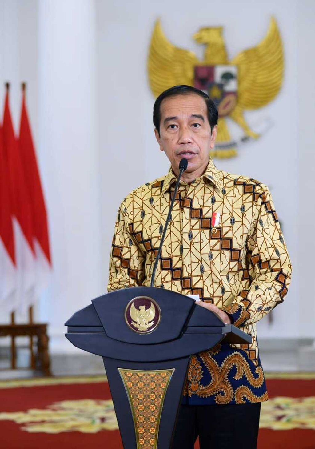 Presiden Joko Widodo dalam sambutannya secara virtual pada peresmian pembukaan Rapat Koordinasi Nasional Penanggulangan Bencana 2022 di Istana Kepresidenan Bogor, Rabu (23/2/2022).