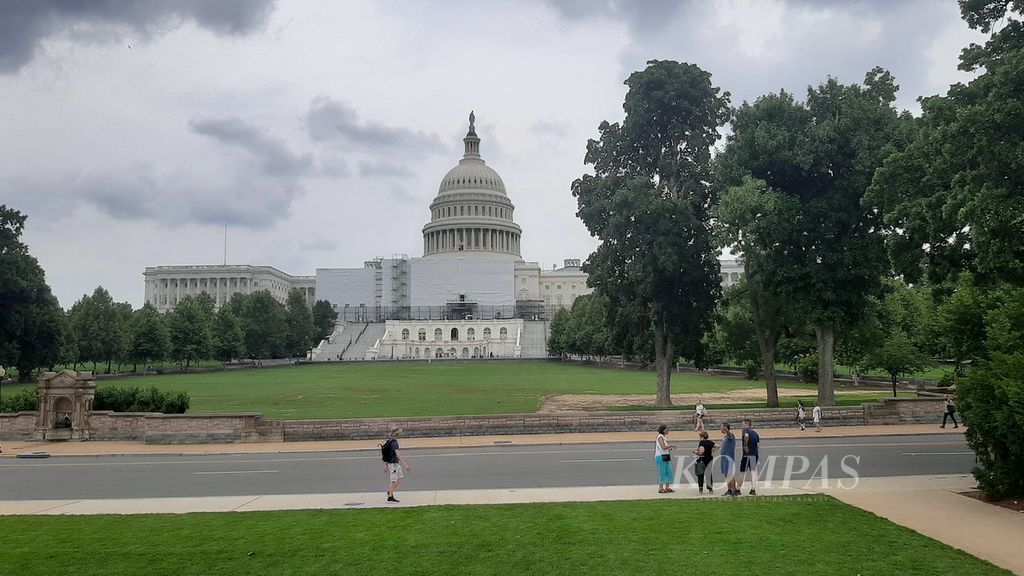 The atmosphere at the Capitol building, where the Senate and House of Representatives of the United States of America are based, in Washington DC on July 18, 2022.