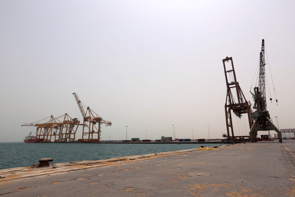 Pemandangan pelabuhan Hodeidah, Yaman. Foto diambil pada 24 Juni 2018.