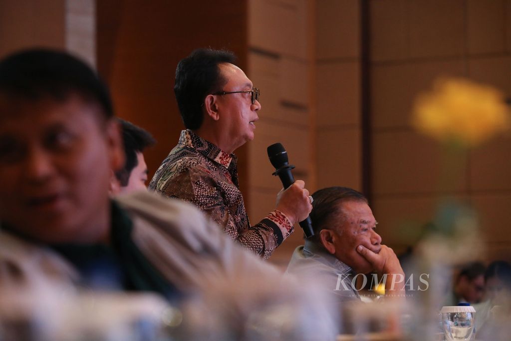 The Chairman of the Indonesian Palm Oil Entrepreneurs Association (Gapki), Eddy Martono, shared his views and asked questions during an interview with Kompas titled "Collaborative Meeting with Indonesian Palm Oil Stakeholders" in Jakarta on Wednesday (January 17, 2024).