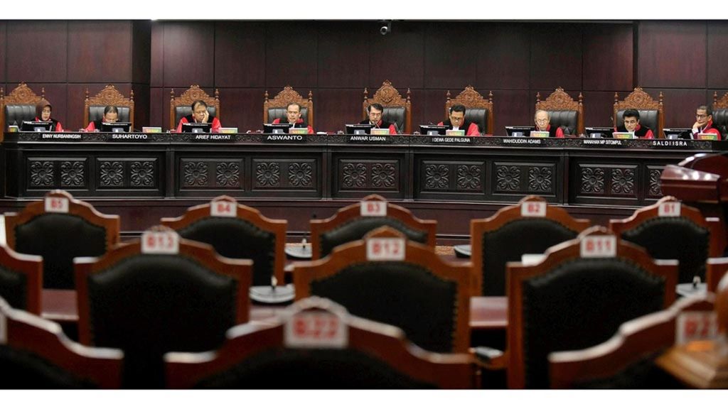 Mahkamah Konstitusi (MK) menggelar sidang pengucapan putusan empat perkara pengujian undang-undang di Mahkamah Konstitusi yang dipimpin Ketua MK Anwar Usman di Gedung MK, Jakarta, Kamis (14/2/2019).