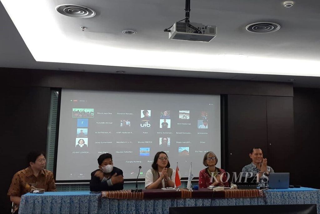 Suasana peluncuran laporan penelitian Dinamika Aktivisme Digital Kaum Muda Indonesia dalam Wacana Kebebasan Beragama dan Berkeyakinan di Grha Oikoumene PGI, Jakarta, Selasa (28/3/2023).