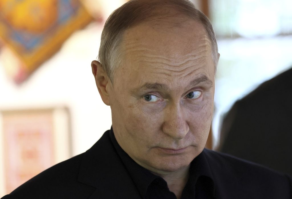Presiden Rusia Vladimir Putin, 28 Juni 2023, di Dagestan.  