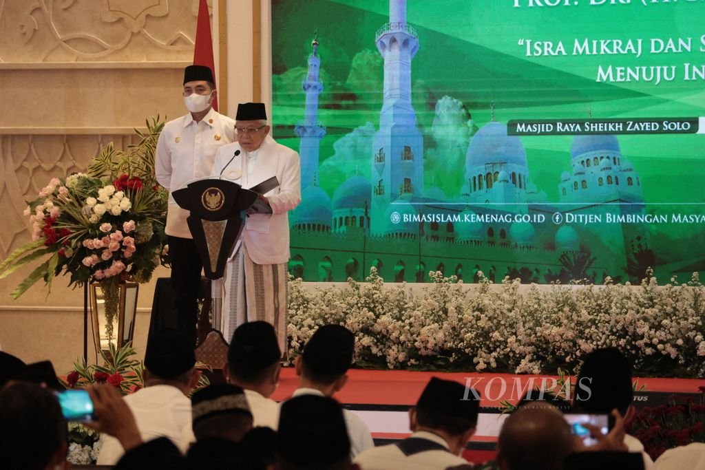 Wakil Presiden Ma'ruf Amin dalam sambutannya di peringatan Isra Miraj kenegaraan tahun 2023 mengingatkan teladan Nabi Muhammad SAW yang selalu bersikap moderat. Ini juga perlu diterapkan masyarakat Indonesia yang beragam untuk mewujudkan kerukunan yang hakiki.