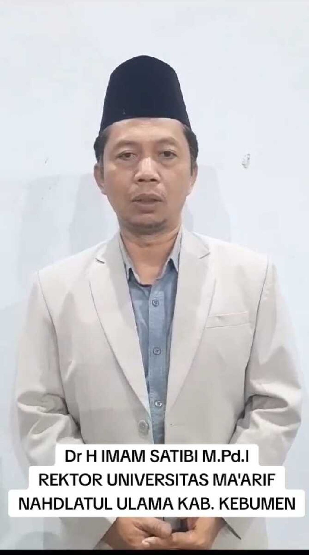 Tangkapan layar video pernyataan Rektor Universitas Ma’arif Nahdlatul Ulama (UMNU), Kebumen, Imam Satibi.