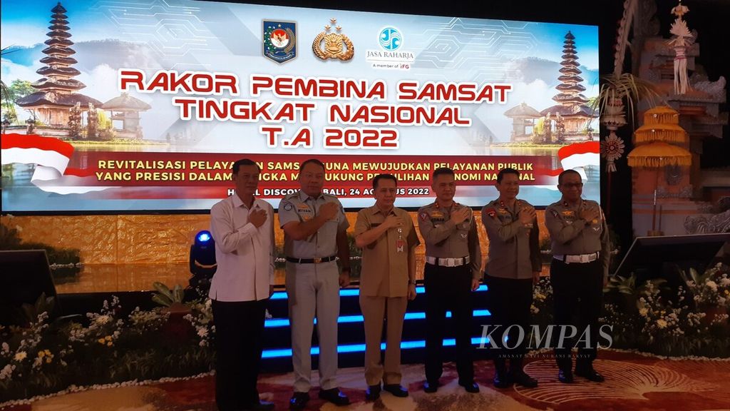 Korlantas Polri bersama Kementerian Dalam Negeri dan PT Jasa Raharja, Rabu (24/8/2022), di Kuta, Badung, Bali. 
