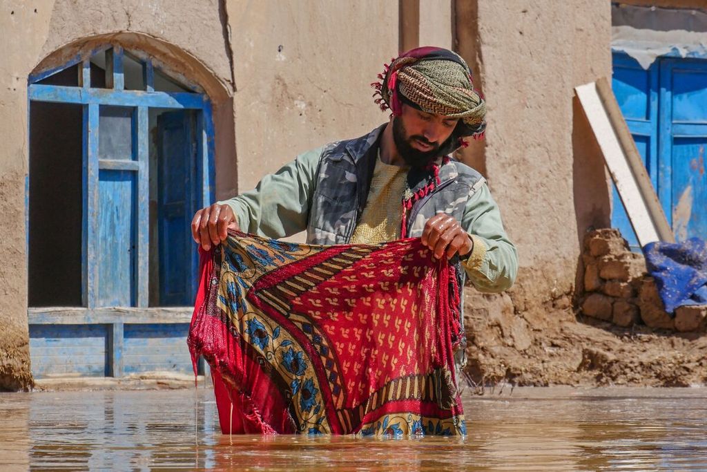 Banjir merendam Herat, Afghanistan, Rabu (13/3/2024).