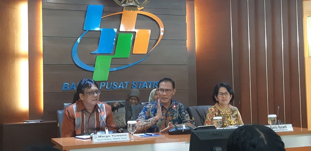 Konferensi pers Badan Pusat Statistik (BPS) di Kantor BPS Pusat, Jakarta, Senin (16/9/2019).