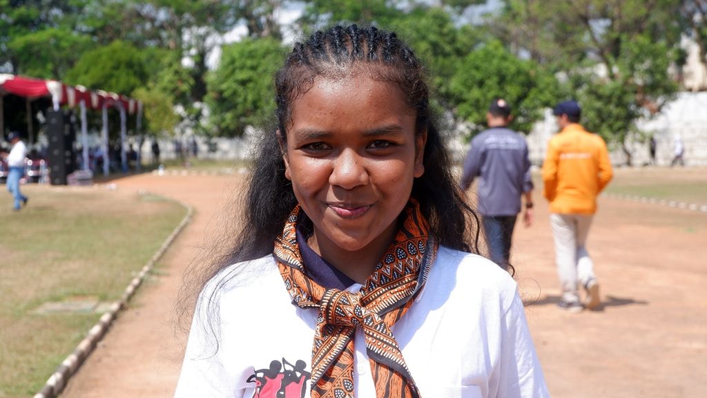 Anthonetha Mirino (17), mahasiswa Universitas Diponegoro asal Kabupaten Biak Numfor, Papua Barat, di Kampus Undip, Kota Semarang, Jawa Tengah, Minggu (18/8/2019).