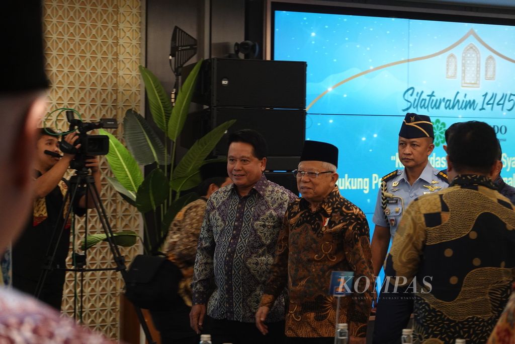 Wakil Presiden Ma'ruf Amin menghadiri acara Silaturahmi Perkumpulan Bank Syariah Indonesia (Asbisindo), Jakarta, Senin (13/5/2024). 