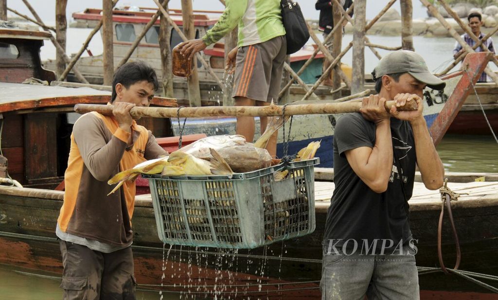 Warga Pulau Berhala, salah satu pulau di Lingga, Kepulauan Riau, memindahkan ikan bilis hasil tangkapan di pesisir pulau itu. Warga pulau itu mengandalkan pariwisata dan tangkapan hasil laut sebagai sumber pendapatan. Pelancong domestik adalah yang paling banyak bertandang ke pulau kecil di ujung selatan Kepri itu. 