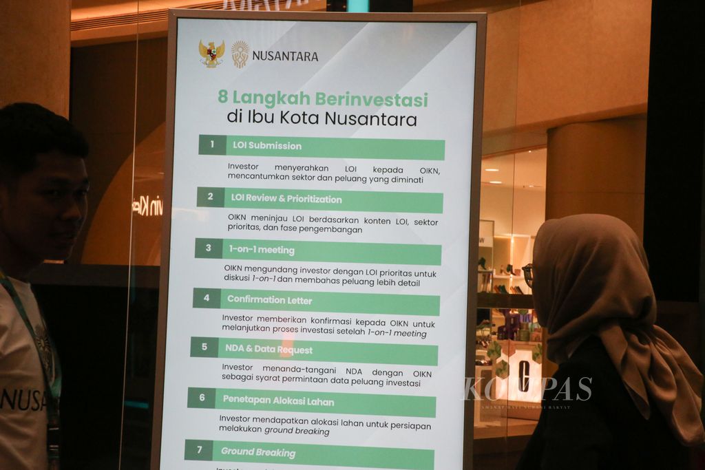 Tata cara berinvestasi di Ibu Kota Nusantara atau IKN dalam Nusantara Fair di Kota Kasablanka Mall di Jakarta, Jumat (26/1/2024).  