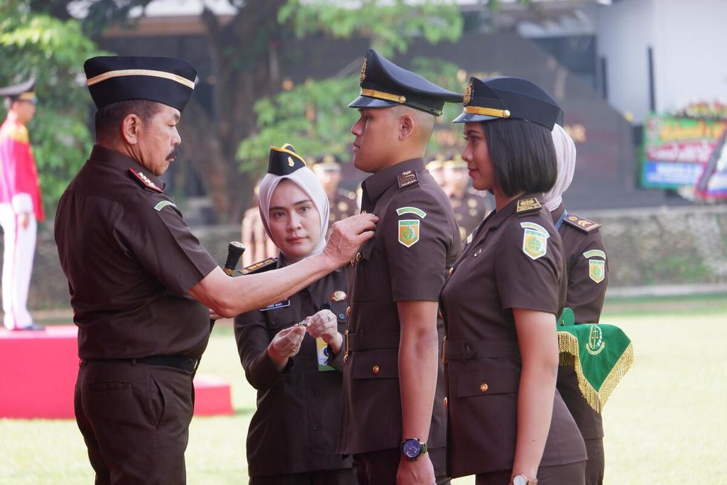 Jaksa Agung St Burhanuddin pada kegiatan Pendidikan dan Pelatihan Pembentukan Jaksa (PPPJ), di Jakarta, Kamis (14/12/2023).