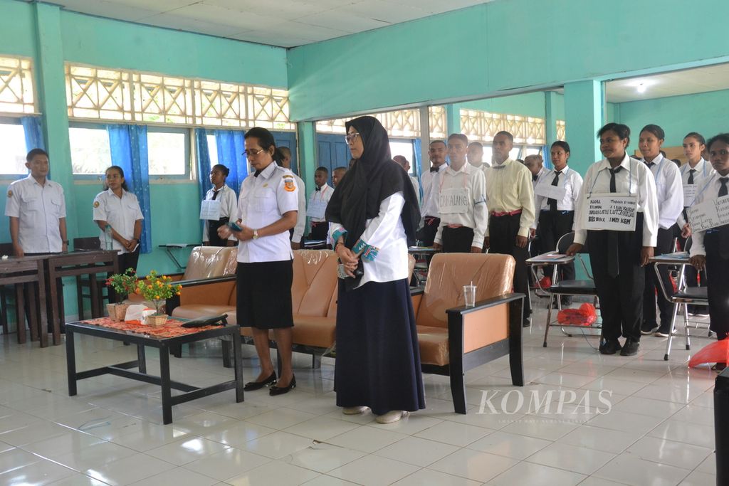 Pengenalan kehidupan kampus untuk mahasiswa baru di Akademi Perikanan Kamasan Biak, Kabupaten Biak Numfor, Papua, Rabu (23/8/2023).