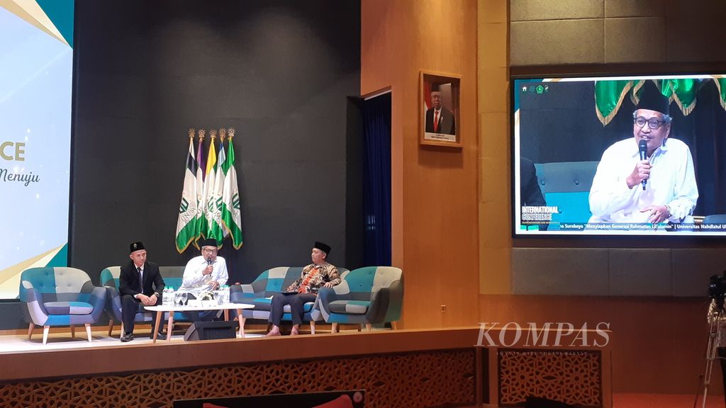Suasana Konferensi Internasional Islam Nusantara dan Perdamaian Dunia, Minggu (5/2/2023), di Universitas Nahdlatul Ulama Surabaya (Unusa). 