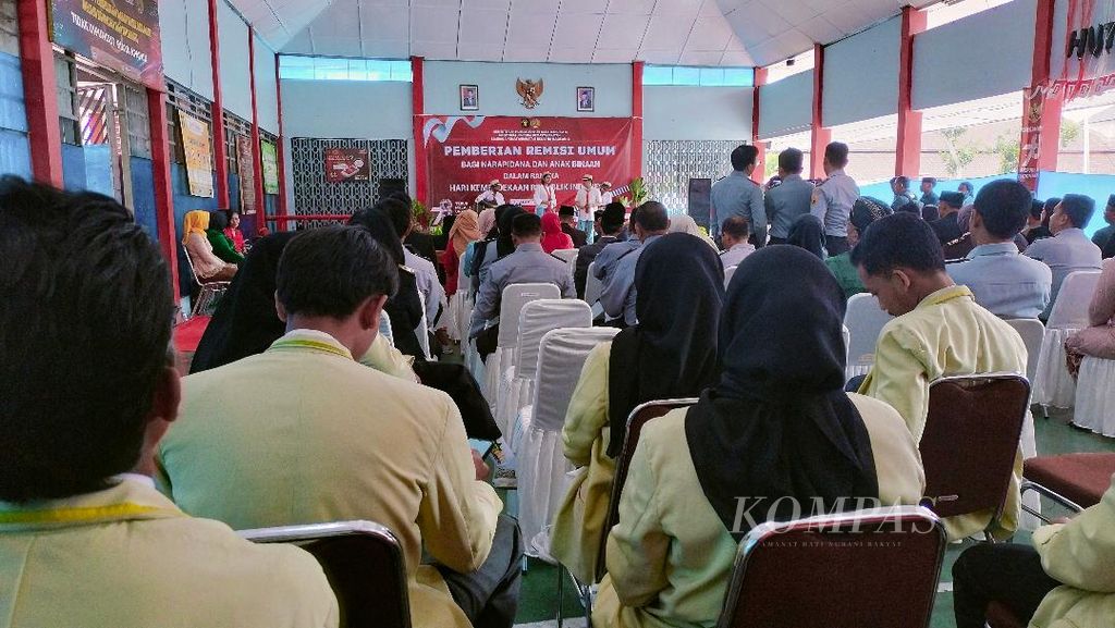 Pengumuman remisi di LP Kelas IIA Magelang, Jawa Tengah, Kamis (17/8/2023).