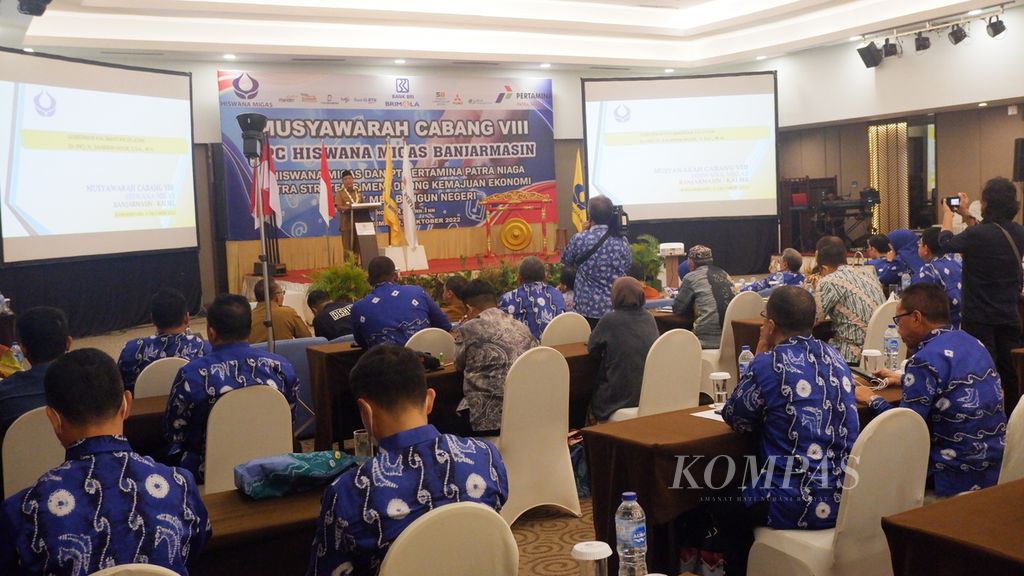 Suasana Musyawarah Cabang VIII DPC Hiswana Migas Banjarmasin di Banjarmasin, Kalsel, Selasa (4/10/2022).