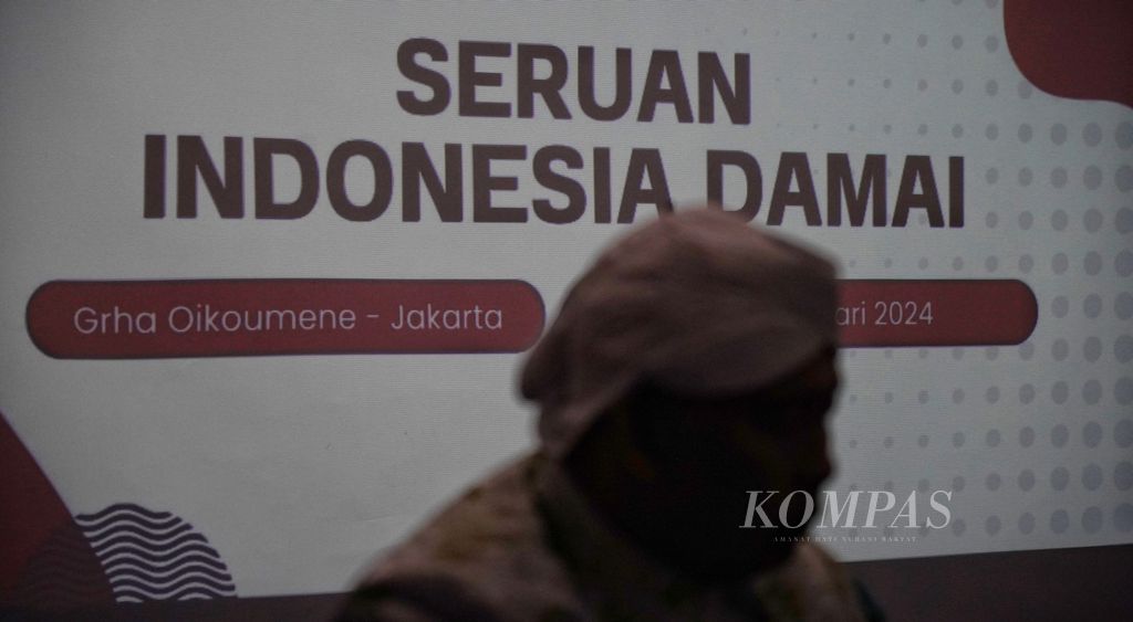 The Forum for a Peaceful Indonesia held a press conference calling for a peaceful Indonesia in the 2024 elections at the Oikoumene House of the Fellowship of Churches in Indonesia (PGI), Jakarta, on Monday (5/2/2024).