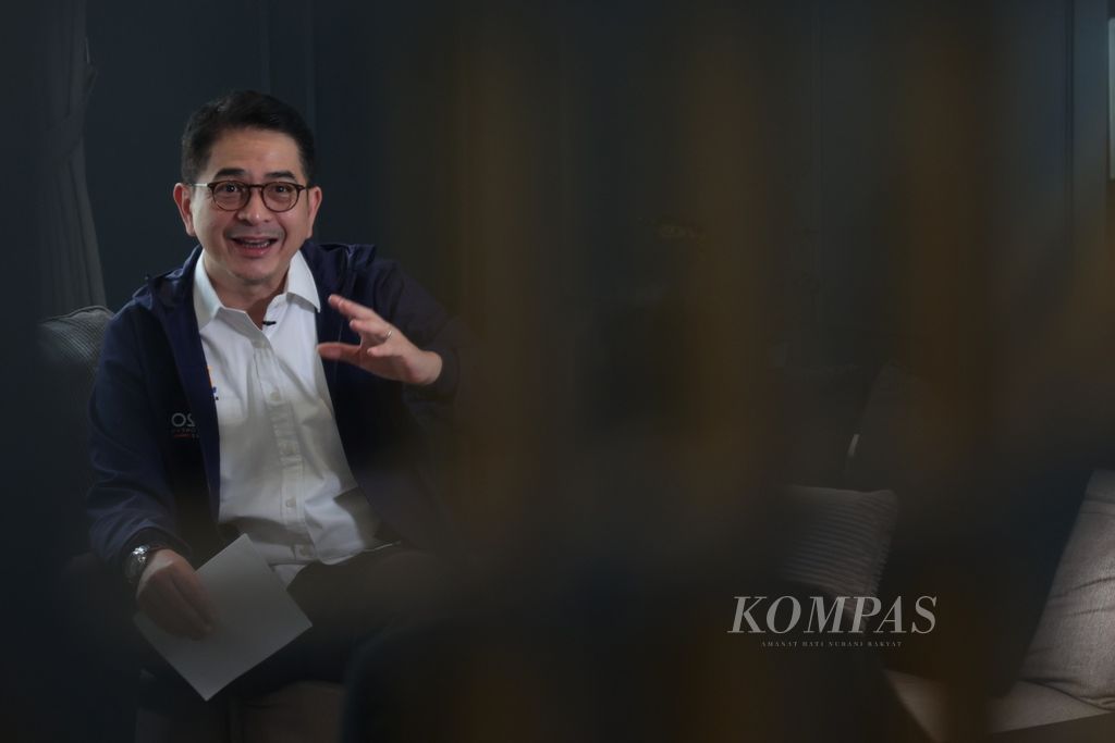 Ketua Umum Kamar Dagang Indonesia (Kadin) Arsjad Rasjid saat wawancara khusus dengan Kompas di kantornya di Kebayoran Baru, Jakarta, Rabu (9/11/2022). 