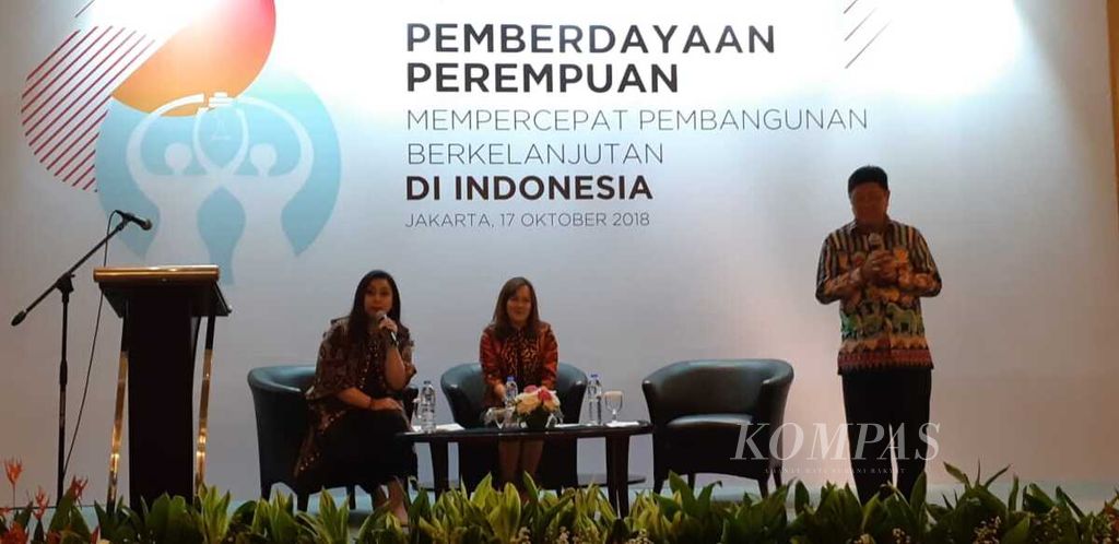 Diskusi Pemberdayaan Perempuan untuk Percepatan Tujuan Pembangunan Berkelanjutan (TPB) di Indonesia, Rabu (17/10/2018) di Jakarta.