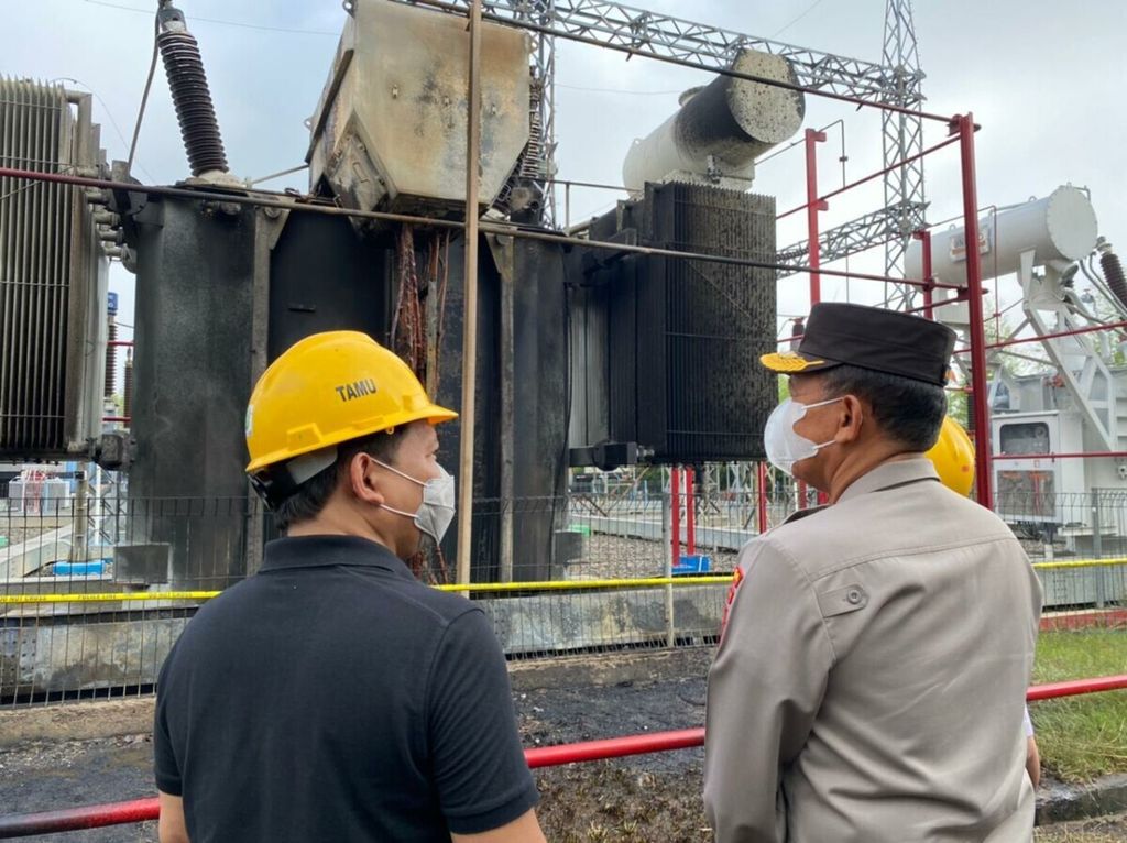 Gadu di Pembangkit Listrik Tenaga Gas dai Jakabaring, Palembang, Sumatera Selatan, Jumat (16/4/2021) terbakar. Penyebabnya karena arus pendek listrik.