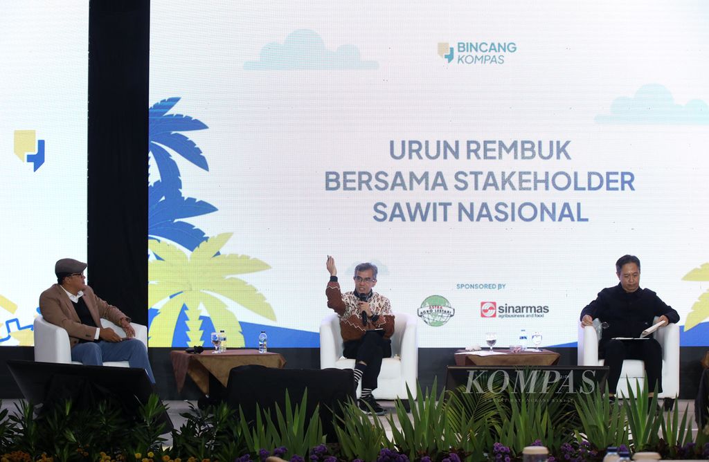 Narasumber Bincang <i>Kompas</i> ”Urun Rembuk Bersama Stakeholder Sawit Indonesia”,   di Jakarta, Rabu (17/1/2024). 