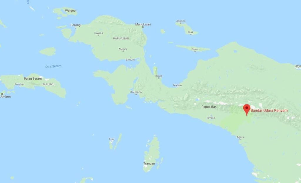 Peta Distrik Kenyam, Kabupaten Nduga, Papua.