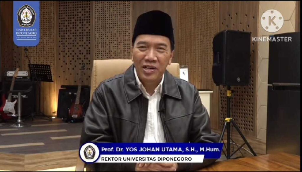 Tangkapan layar video pernyataan Rektor Universitas Diponegoro (Undip), Semarang, Yos Johan Utama.