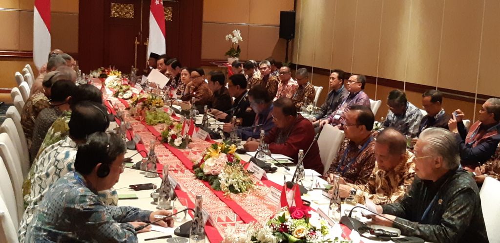 Pertemuan bilateral Indonesia-Singapura di Nusa Dua, Bali, Kamis (11/10/2018).