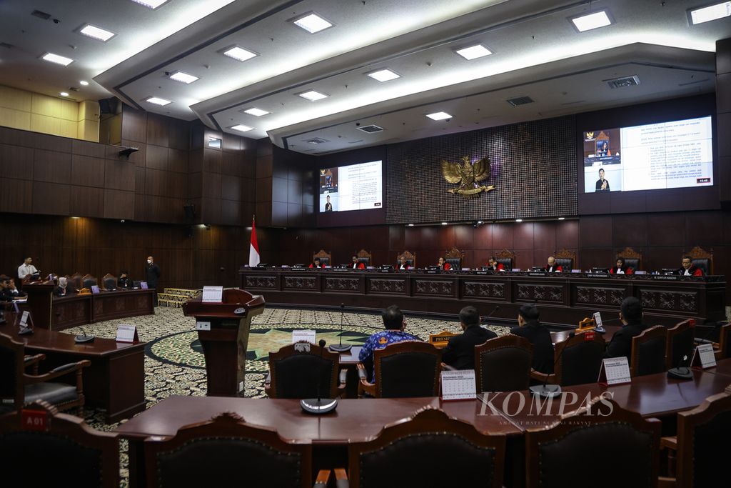 Suasana sidang putusan di Gedung MK, Jakarta, Rabu (29/11/2023). 