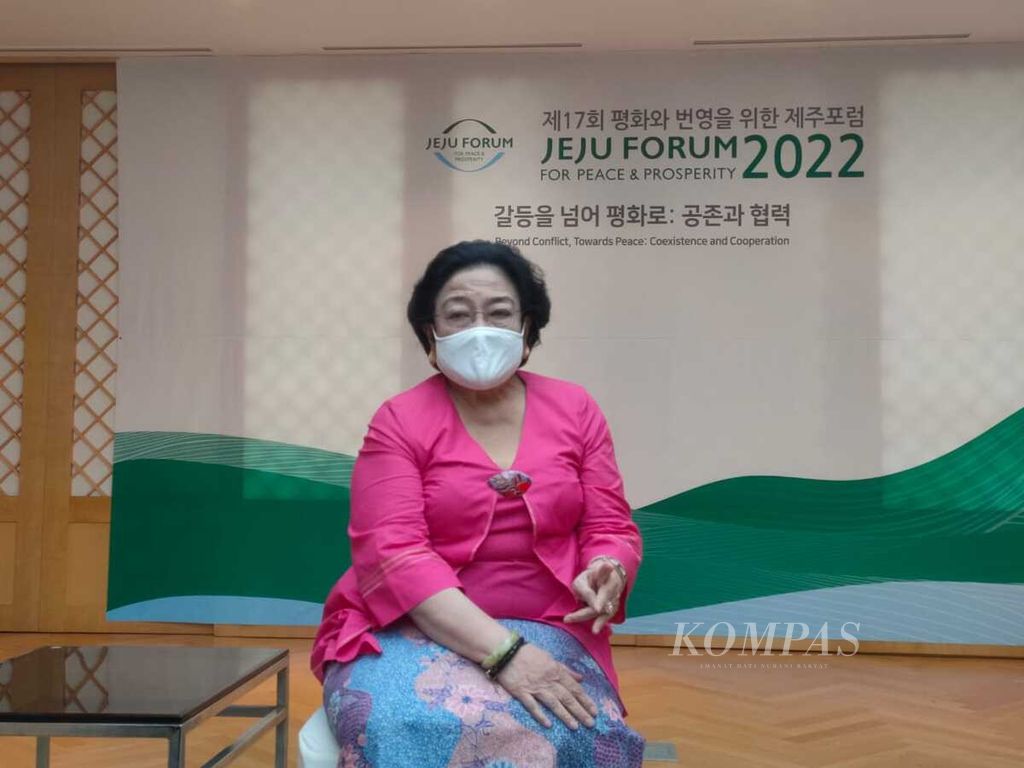 Megawati Soekarnoputri di sela-sela acara Jeju Forum di Jeju, Korea Selatan, Kamis (15/9/2022).