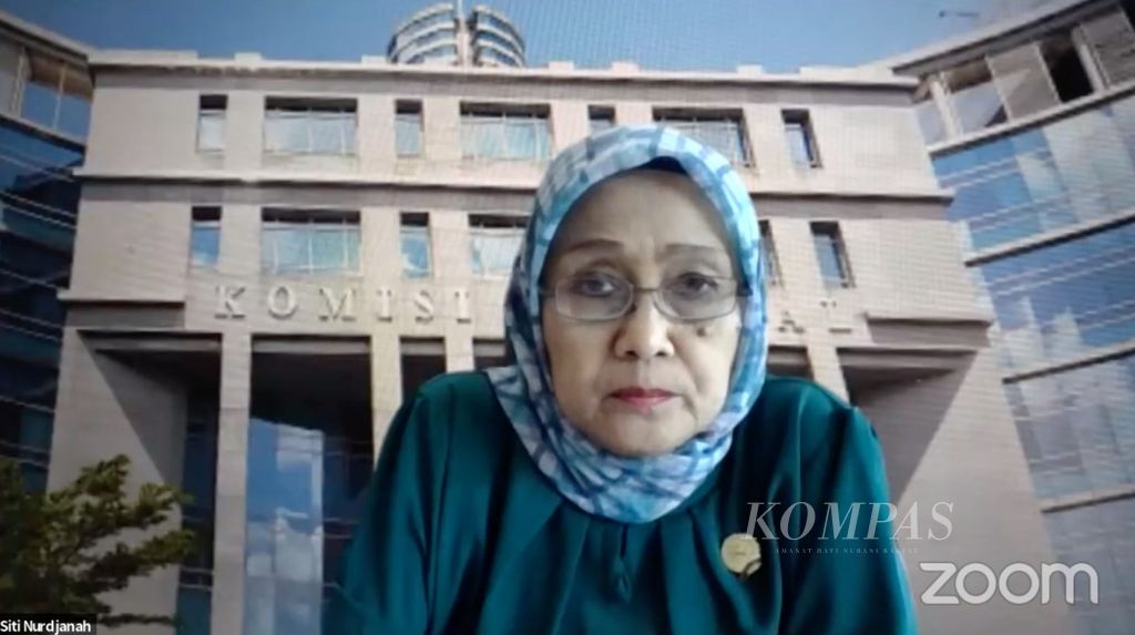 Anggota Komisi Yudisial, Siti Nurdjanah, dalam diskusi publik Mencari Sosok Hakim Ad Hoc Tipikor yang Berintegritas yang diselenggarakan Transparancy International Indonesia secara daring, Rabu (2/3/2022).