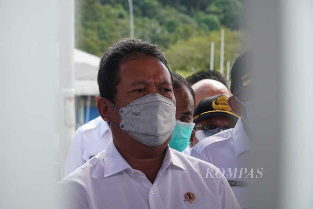 Menteri Kelautan dan Perikanan Sakti Wahyu Trenggono di Pelabuhan Perikanan Bungus, Padang, Sumatera Barat, Rabu (2/6/2021).