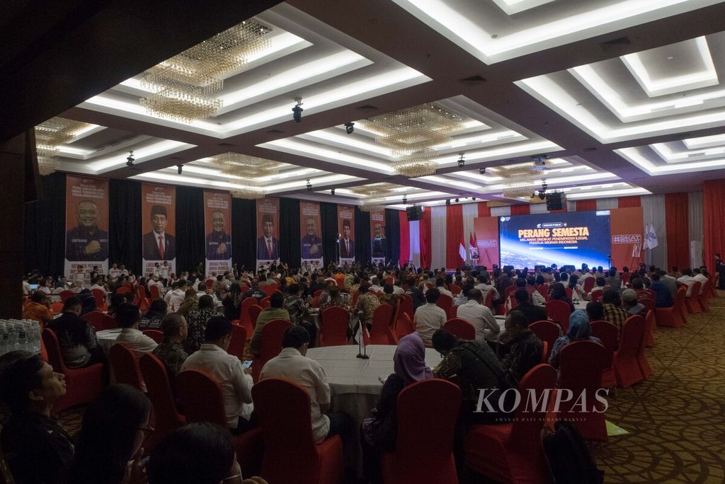 Badan Pelindungan Pekerja Migran Indonesia (BP2MI) menyelenggarakan seminar bertajuk Perang Semesta Melawan Sindikat Penempatan Ilegal Pekerja Migran Indonesia” di Batam, Kepulauan Riau, Kamis (6/4/2023) .