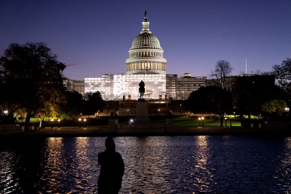 Kantor parlemen Amerika Serikat di Washington pada 8 November 2022. Selepas pemilu Selasa (8/11/2022), Republikan dipastikan menguasai DPR sementara Demokrat tetap mengendalikan Senat AS. 