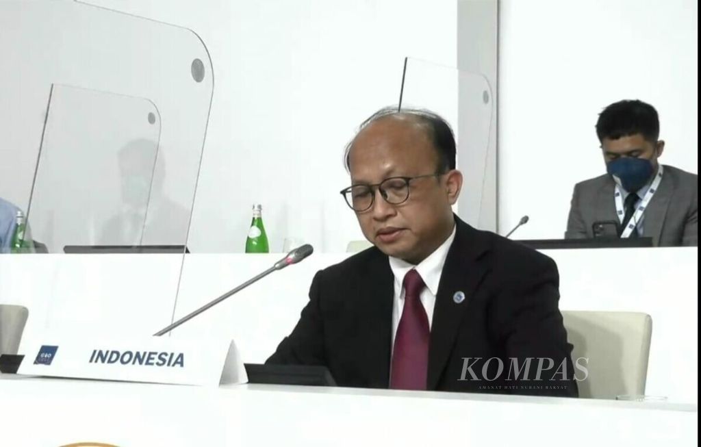 Sekretaris Jenderal Kementerian Ketenagakerjaan Anwar Sanusi dalam Forum Menteri Ketenagakerjaan G-20 di Bali tahun 2022.