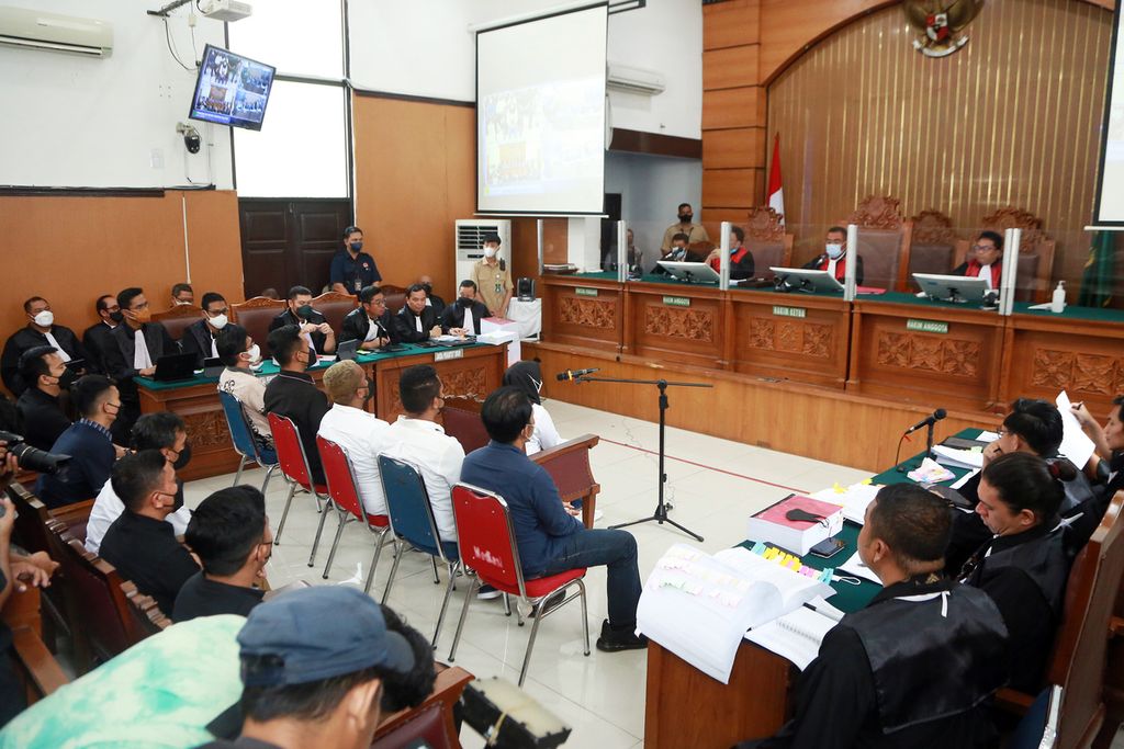 Suasana sidang pemeriksaan 11 saksi terdakwa kasus dugaan pembunuhan Brigadir J atau Nofriansyah Yosua Hutabarat, di Pengadilan Negeri Jakarta Selatan, Senin (31/10/2022). 