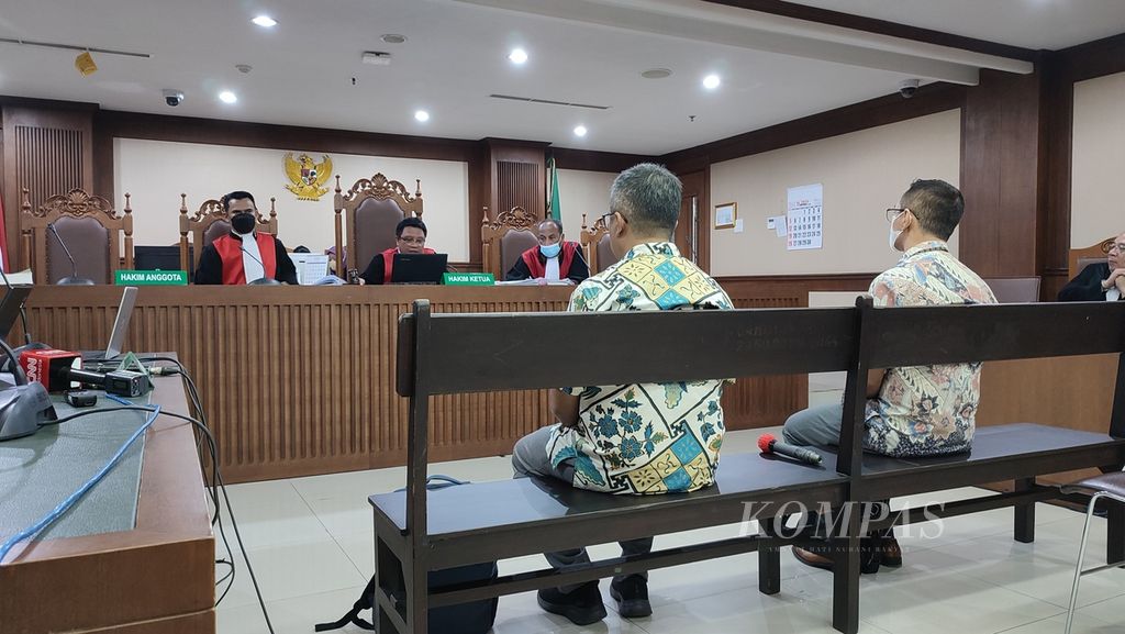 Suasana sidang dengan agenda pembacaan dakwaan terhadap Muhammad Yusrizki Muliawan dan Windi Purnama di Pengadilan Tindak Pidana Korupsi Jakarta, Kamis (16/11/2023). 