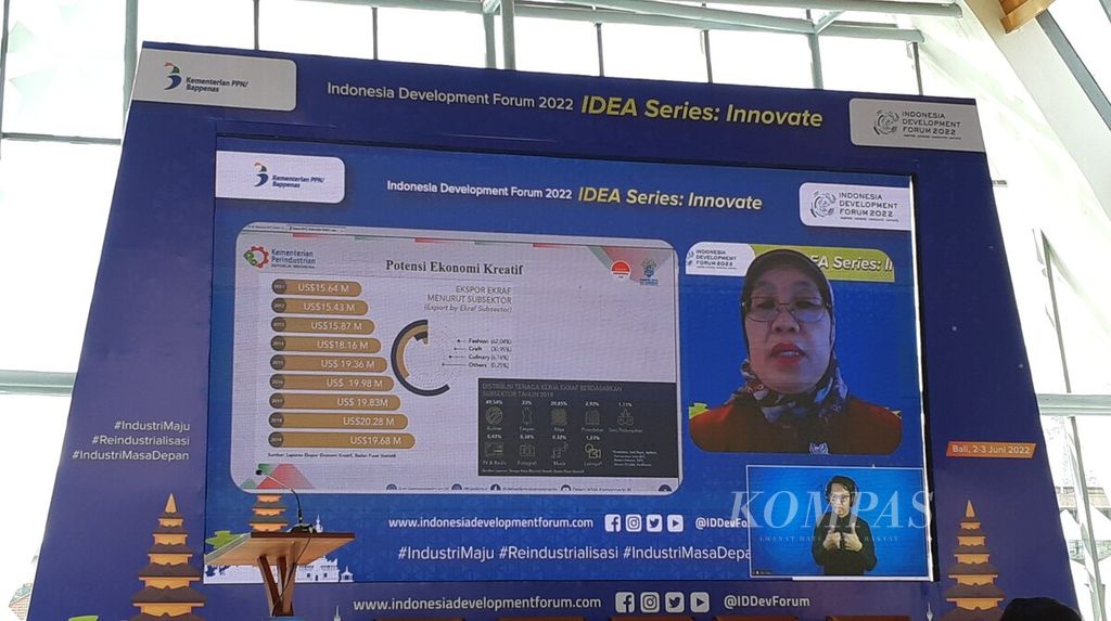 Kementerian PPN/Bappenas mengadakan acara Indonesia Development Forum 2022 dengan tajuk IDEA Series: Innovate di Kuta, Badung, Bali, Jumat (3/6/2022). 