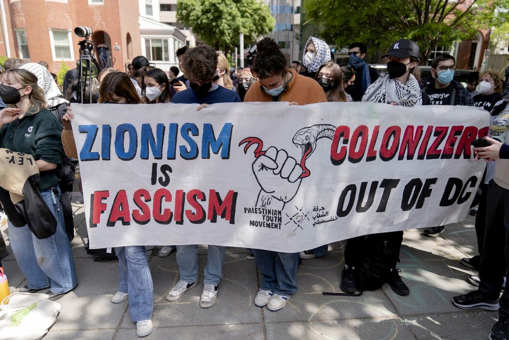 Demonstration against the Gaza War at George Washington University in Washington, United States, Thursday (25/4/2024).