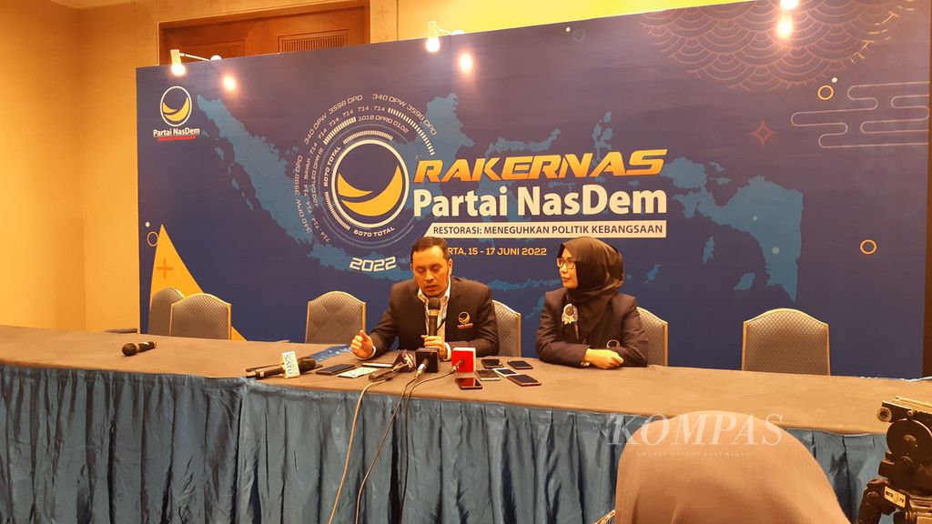 Ketua Dewan Pimpinan Pusat Partai Nasdem Willy Aditya di sela Rapat Kerja Nasional Partai Nasdem, Kamis (16/6/2022), di Jakarta.