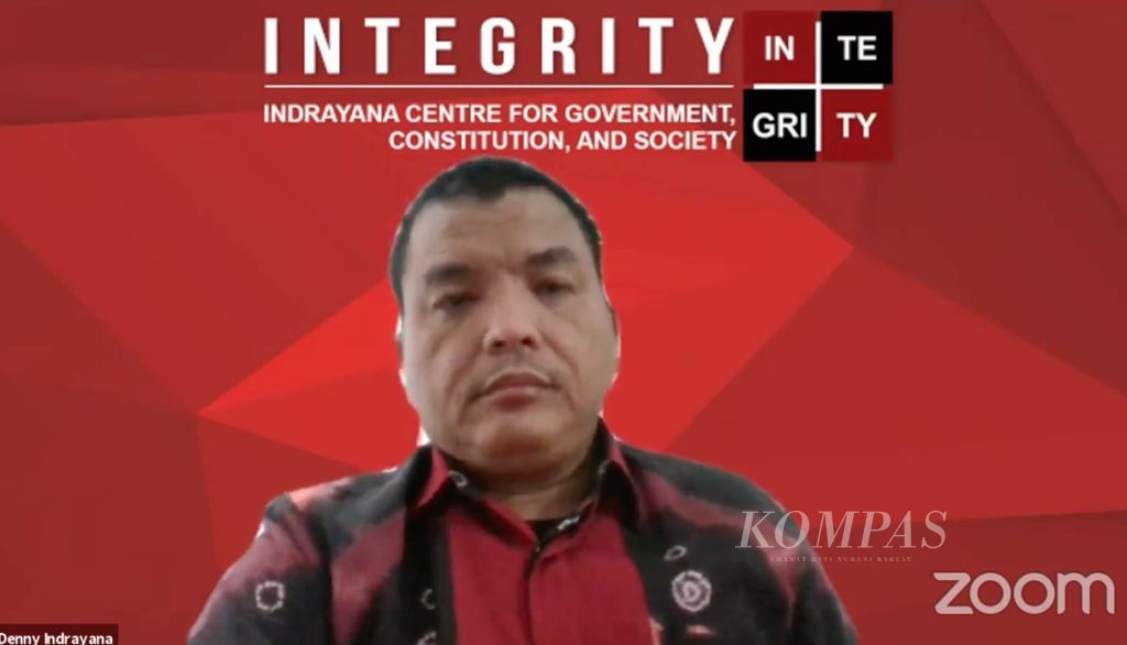 Tangkapan layar Senior Partner Integrity Law Firm yang juga Wakil Menteri Hukum dan Hak Asasi Manusia 2011-2014 Denny Indrayana