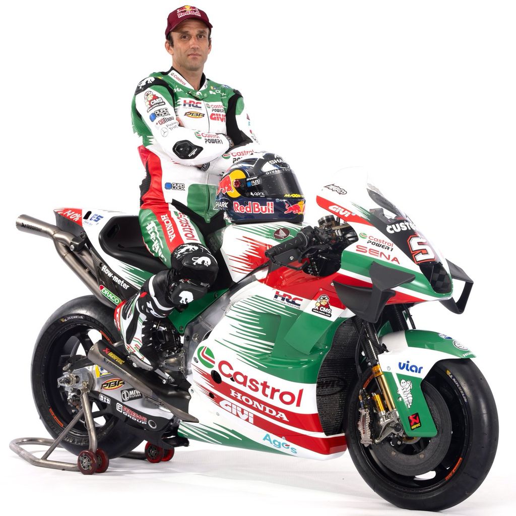 Livery motor Tim LCR Honda untuk MotoGP 2024 yang akan dipacu oleh Johann Zarco menggunakan warna klasik Castrol, diluncurkan pada Kamis (15/2/2024). Zarco optimistis motor Honda RC213V 2024 memiliki potensi besar untuk bisa dikembangkan menjadi lebih kompetitif.