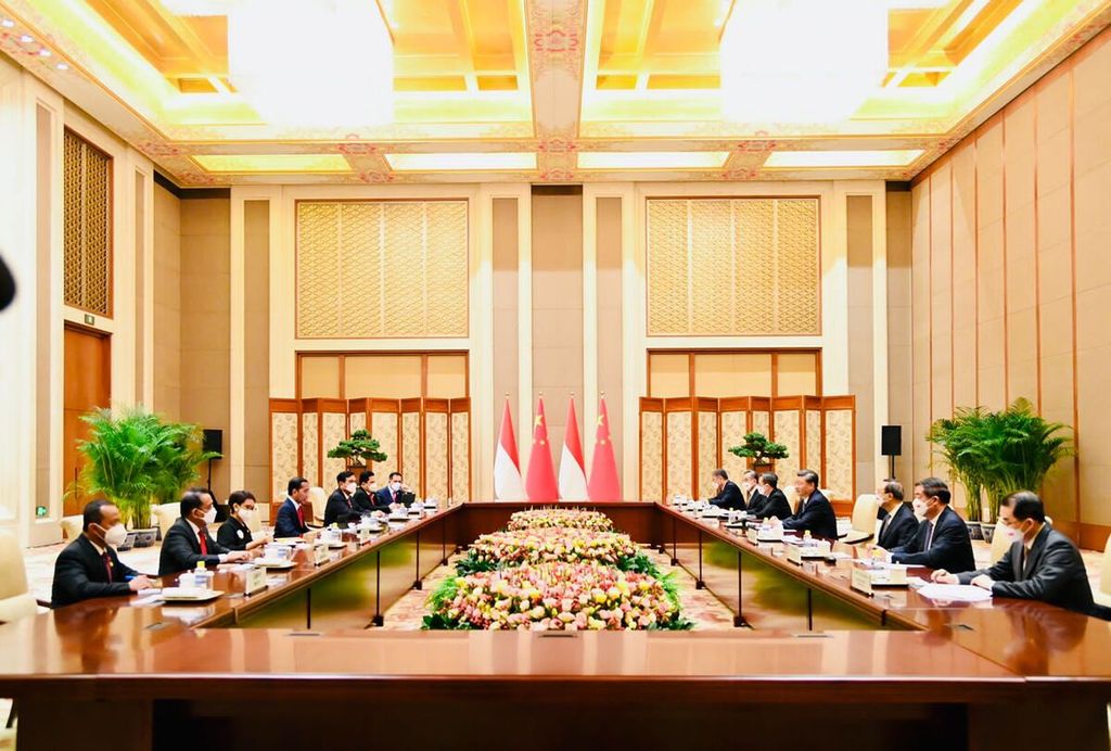 Pertemuan bilateral Presiden Joko Widodo dan Presiden China Xi Jinping, Selasa (26/7/2022).