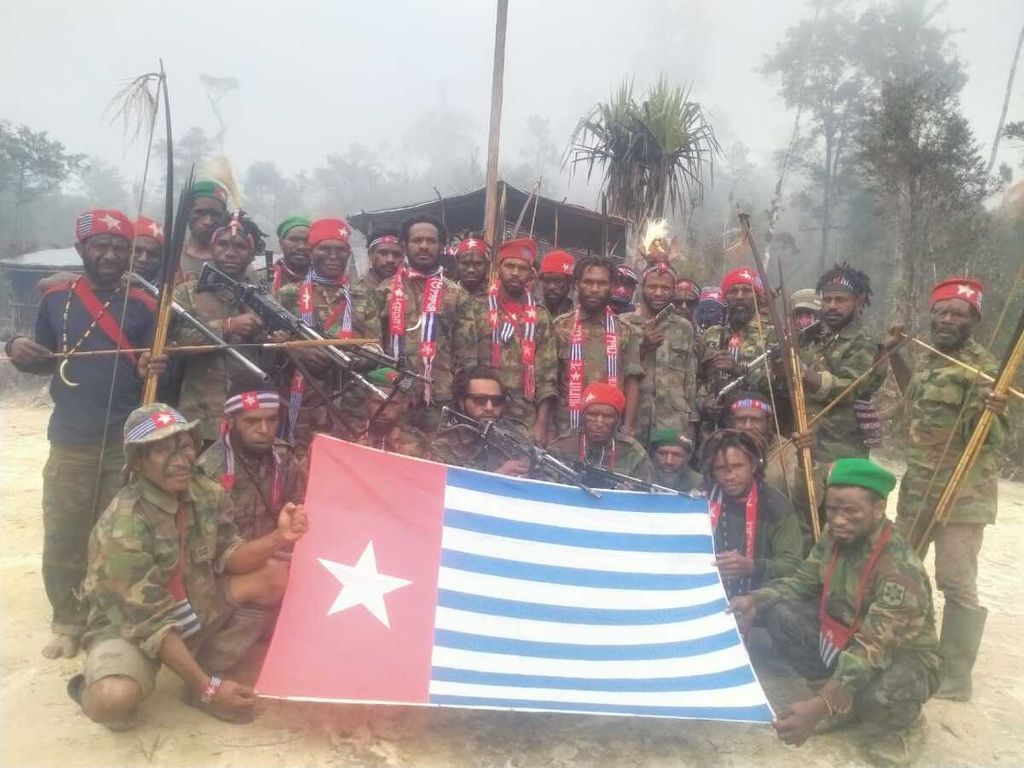 Tampak Tentara Pembebasan Nasional Organisasi Papua Merdeka (TPN-OPM) yang sering kali menebar aksi teror di Kabupaten Pegunungan Bintang, Papua Pegunungan.