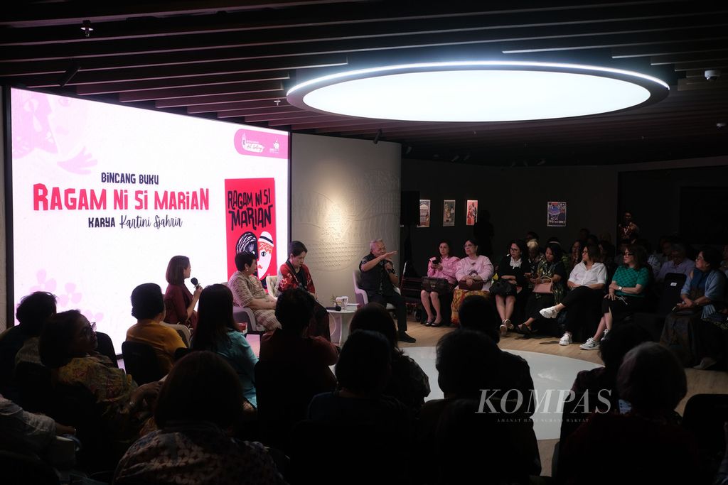 Suasana bincang novel "Ragam Ni Si Marian" karya Kartini Sjahrir di Bentara Budaya Jakarta, Jakarta, Jumat (1/3/2024).  