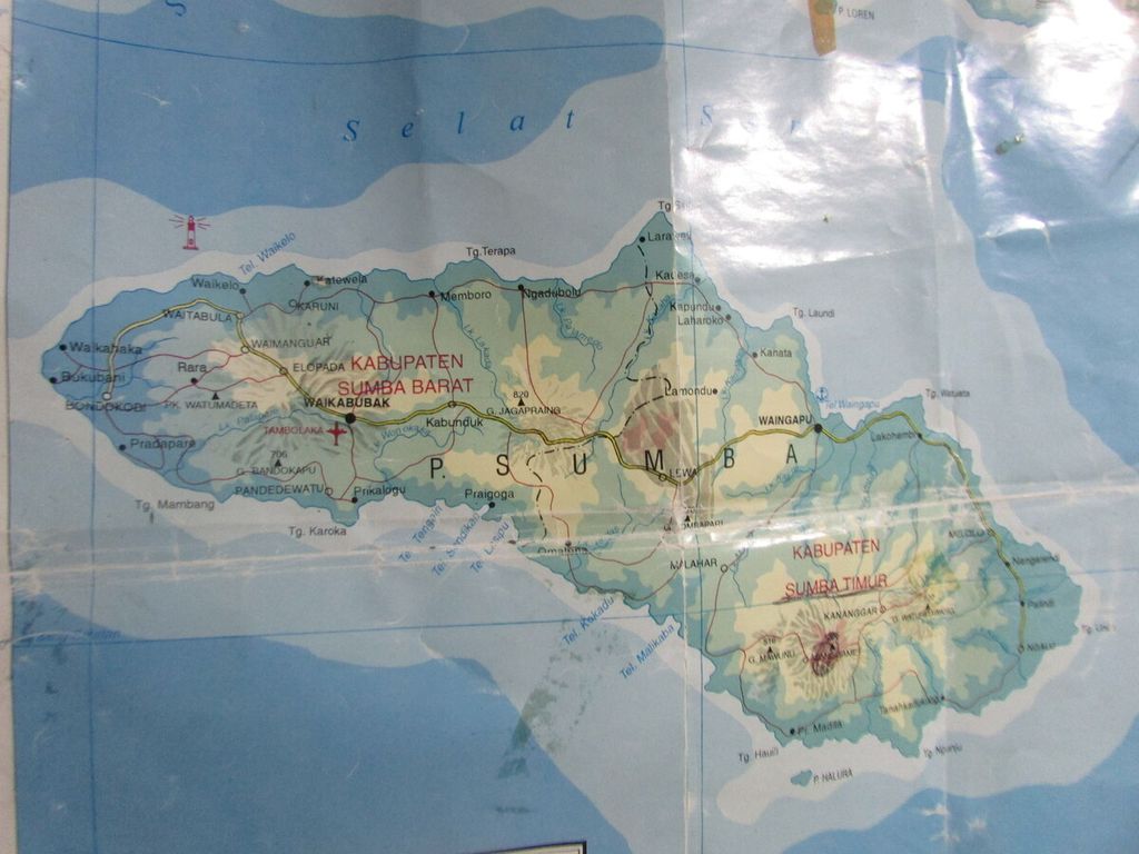 Peta Pulau Sumba, NTT.  