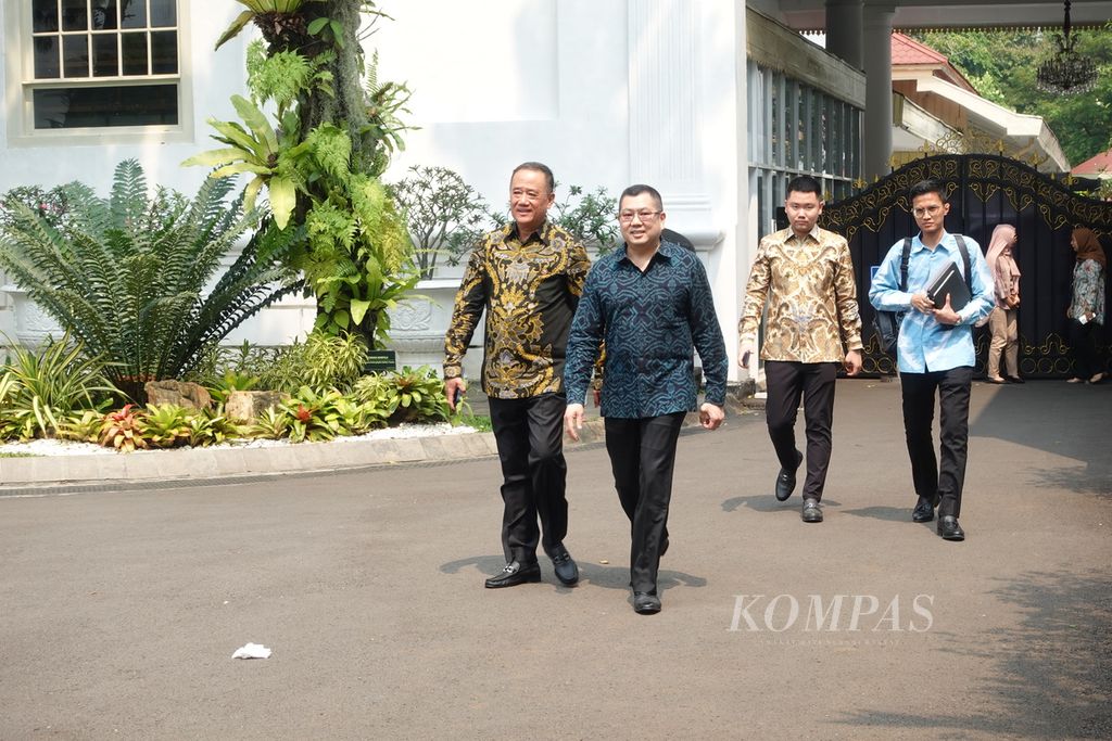 Ketua Umum Partai Perindo Hary Tanoesoedibjo di Kompleks Istana Kepresidenan Jakarta, Senin (15/5/2023).