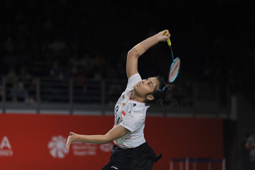 Gregoria Mariska Tunjung harus mengakui keunggulan Akane Yamaguchi (Jepang) pada laga final turnamen bulu tangkis Malaysia Masters 2023 di Kuala Lumpur, Malaysia, Minggu (28/5/2023).